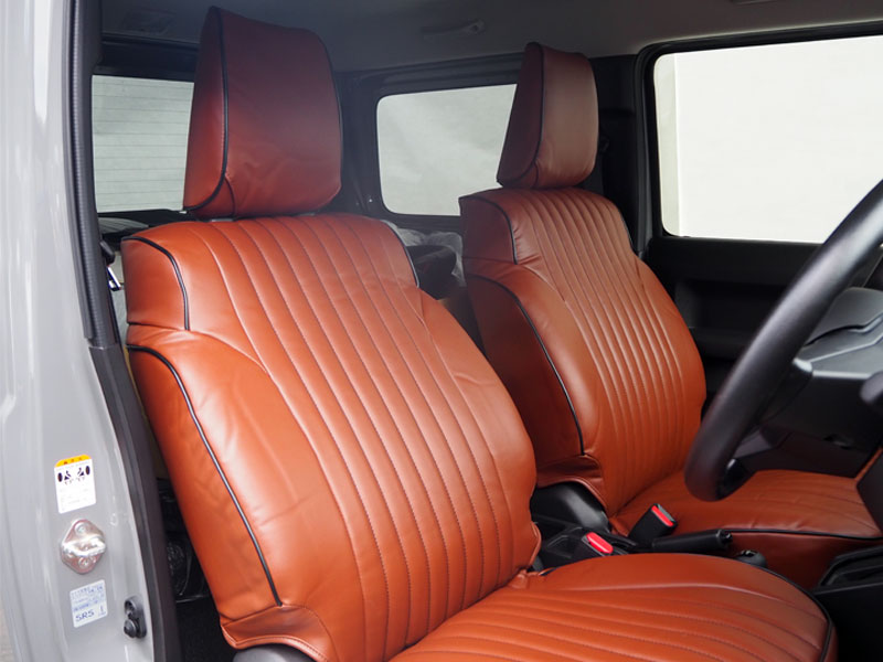 ジムニー シートカバー JB64W JIMNY XC/XL ブラウン×ブラックパイピング 1台分セット DOMS (9908-BR-BKのサムネイル