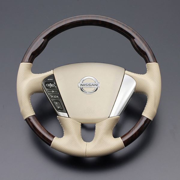 ムラーノ ステアリング Z51 2008/9- アフリカンウッドxベージュレザー LUNA/ルナ (LS102
