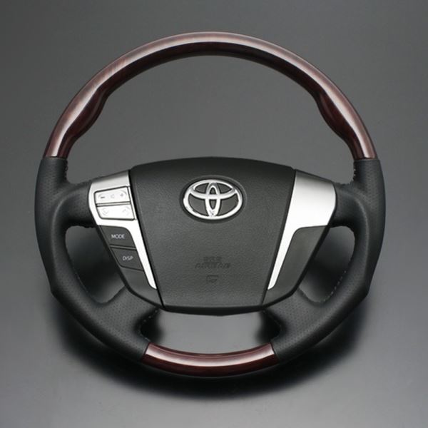 クラウン ステアリング 200系 2008/2-2012/12 ポプラ調茶木目xダークグレーレザー LUNA/ルナ (LS125