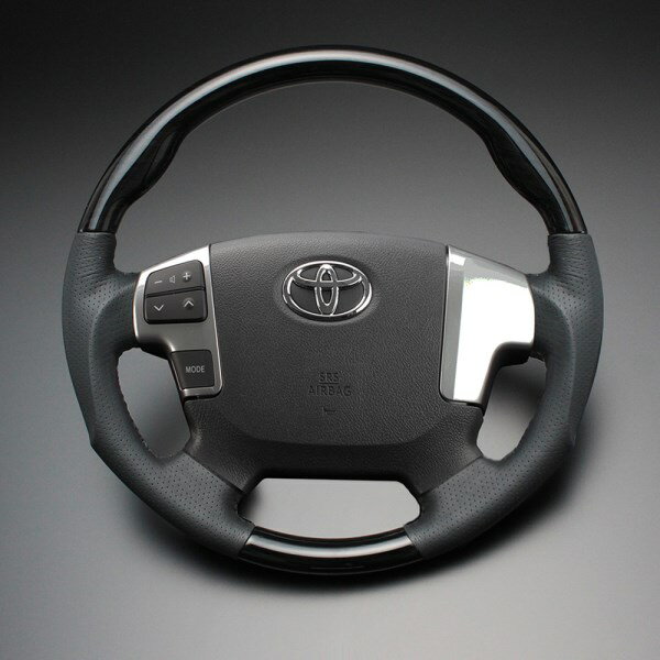 ハイエース ステアリング 200系 2013/11- 黒木目xダークグレーレザー LUNA/ルナ (LS143