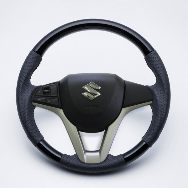 ワゴンRスティングレー ステアリング MH35S MH55S 2017/2- ピアノブラックxブラックステッチ LUNA/ルナ (LSMH35-PB