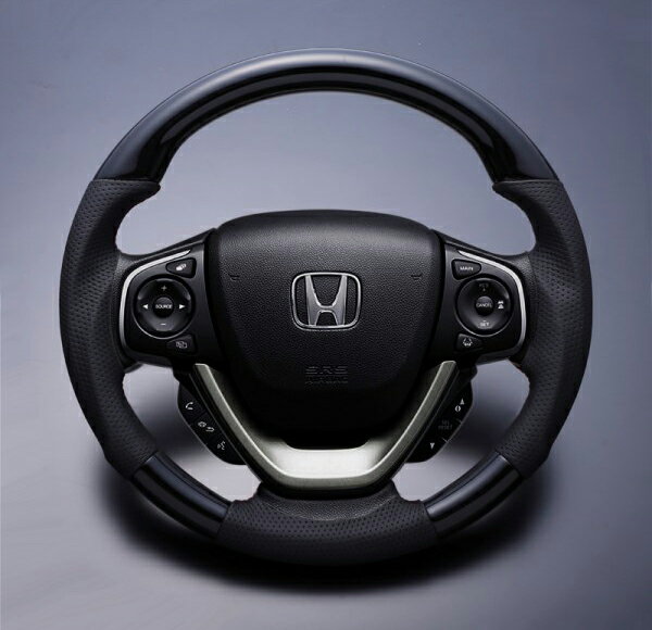 ステップワゴン ステアリング RP系 2015/5- ピアノブラックxダークグレーレザー LUNA/ルナ (LSRP1-PB