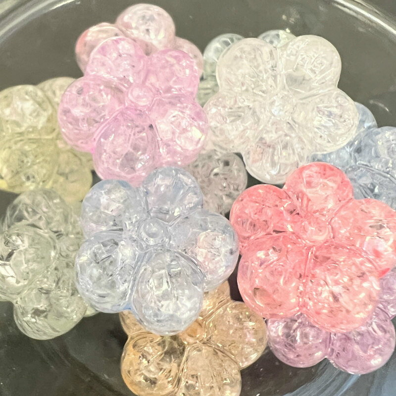 Rakuten - 【10パックセット】【アクリルビーズ】 クラック フラワー 約12x13x8mm 約9g 穴径約2mm 【アクリル・アクリルビーズ・ビーズ・ビーズパーツ・パーツ・アクリルパーツ・プラスチックビーズ】