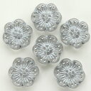 【2パックセット】チェコ ビーズ デザイン フラワー 【シルバー】約14mm 6個 フラワー アネモネ 花 ピアス イヤリング ブレスレット パーツ ハンドメイ...
