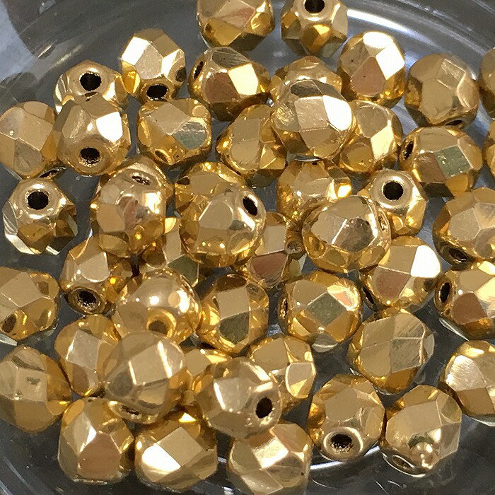 【ランキング1位受賞】チェコ ビーズ ファイヤーポリッシュ 4mm ゴールド (約48-50ヶ)