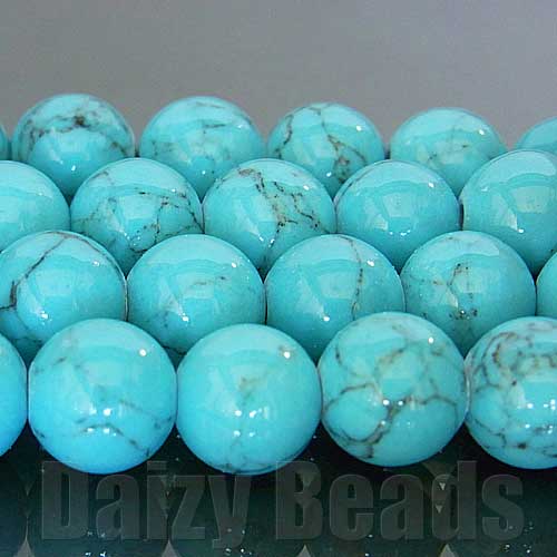 【ターコイズ (人工)】 丸玉 約8mm 1連（約36-40cm）【パワーストーン・天然石・ビーズ・天然石ビーズ..