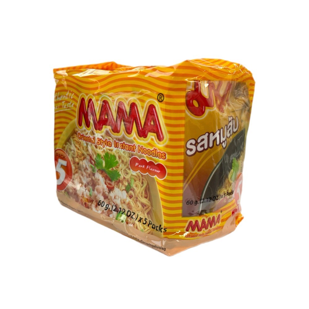 ママ タイラーメン ポークフレーバー 60g 10個入り。原産国はタイ。直射日光、高温多湿を避けて保存してください。袋麺タイプ。関連キーワード: ママ、タイラーメン、ポークフレーバー、袋麺、インスタントラーメン
