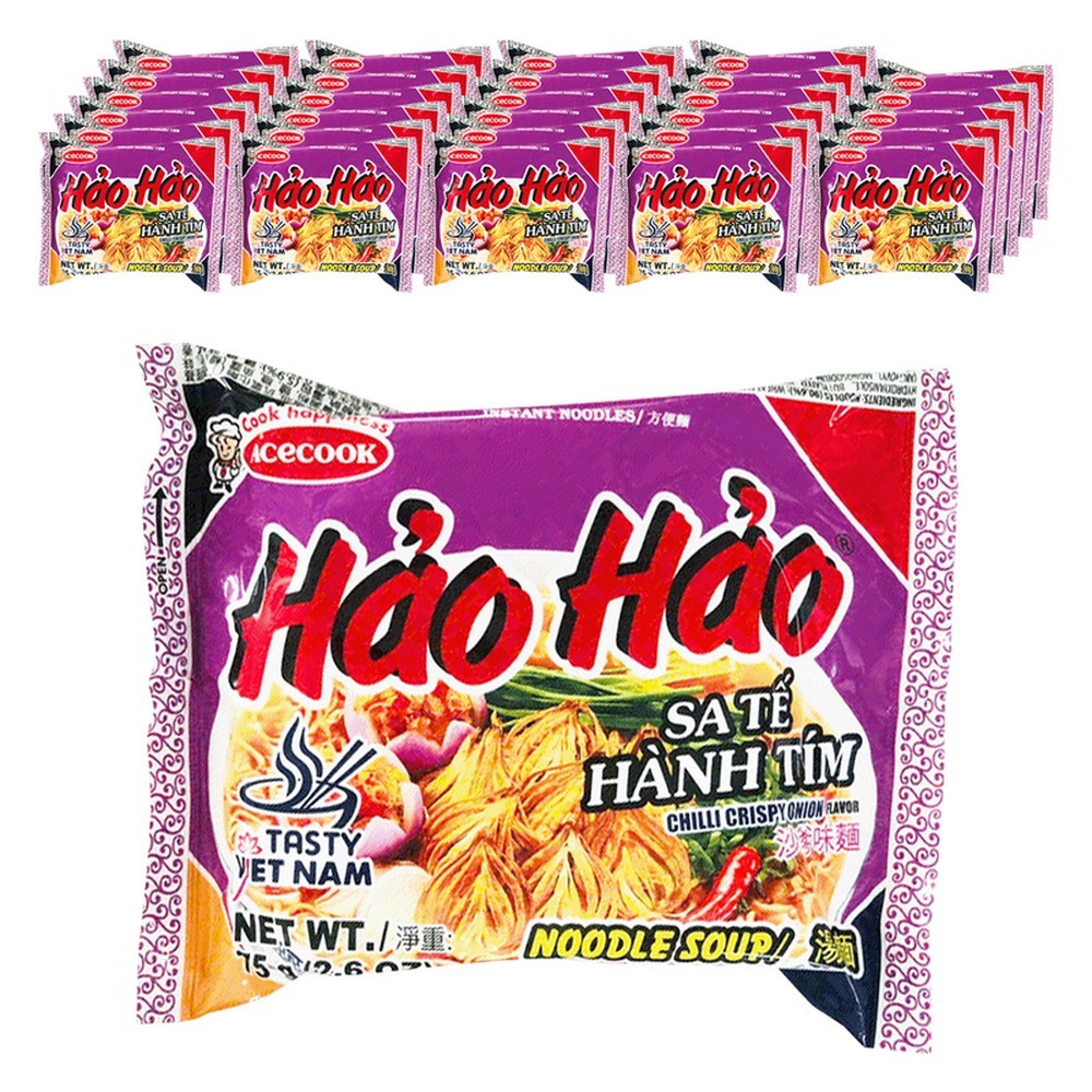 ハオハオ インスタントヌードル サテ風味 75g x 30個のセットです。ベトナムのインスタント麺で、サテ風味のヌードルです。1個あたり75g直射日光、高温多湿を避けて保存してください。関連キーワード: ハオハオ、インスタントヌードル、サテ風味、ベトナム、インスタント麺、麺類、アジアン食品、エスニック食品、袋麺、ラーメン、カップ麺、即席麺、辛いラーメン、スパイシー、大容量、まとめ買い、30個入り、75g、アジア麺、輸入食品、海外食品、ベトナム料理、サテ、ヌードル