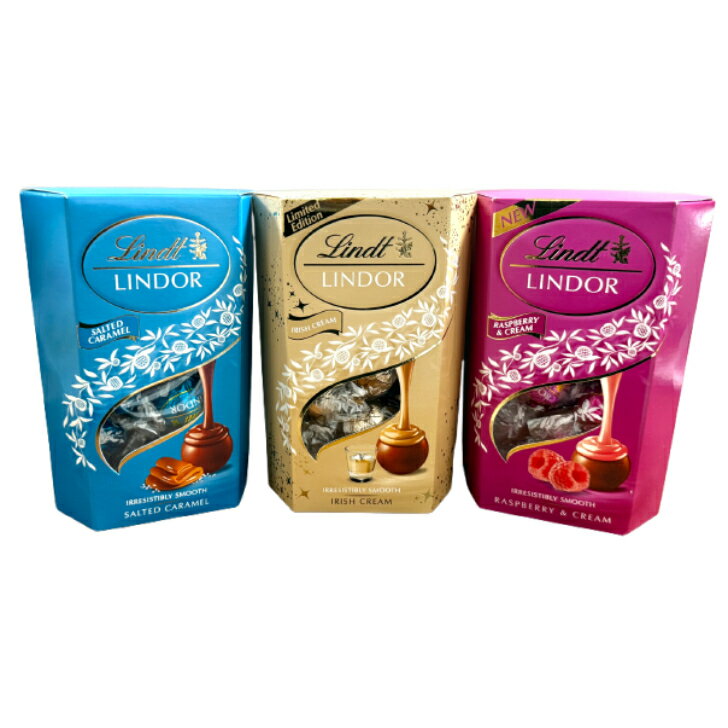 【Lindt】リンドール チョコレート 3種セット 各200g （ソルテッドキャラメル／アイリッシュクリーム／ラズベリー＆クリーム）LINDOR 【並行輸入品】SALTED CARAMEL / IRISH CREAM / RASPBERRY & CREAM ASMR SNS youtube TikTok インスタ 海外お菓子