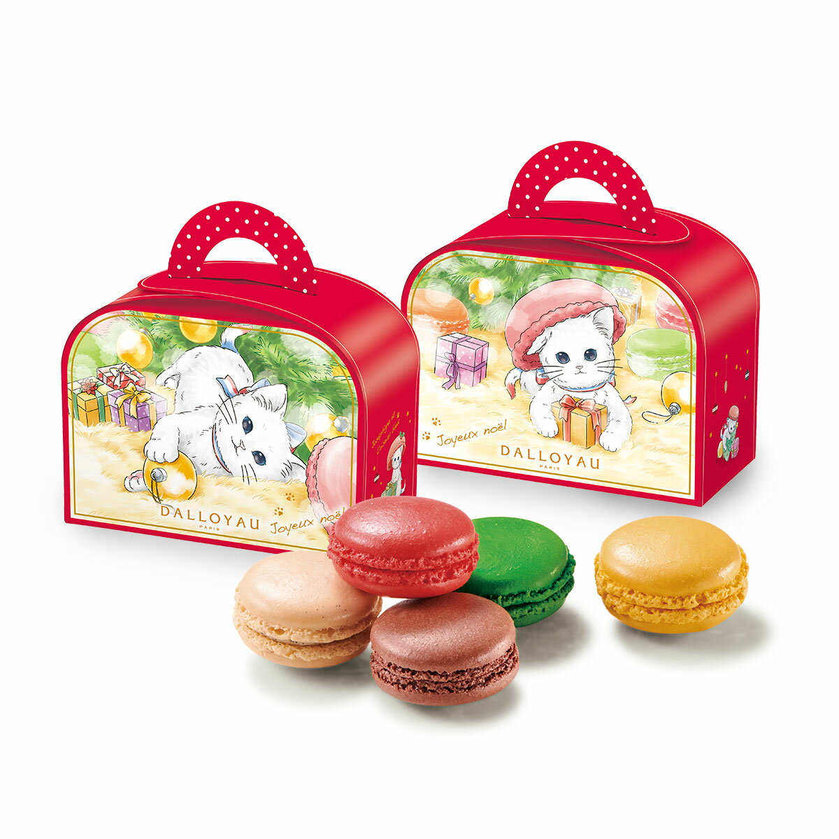 ダロワイヨ ノエル ニャカロン詰め合わせ（5個入）クリスマス ねこ 猫 ネコ ギフト 洋菓子 焼き菓子 スイーツ マカロン プレゼント ギフト 贈り物 かわいい キャラ 御礼 バースデー 誕生日 出産 結婚 お取り寄せ 差し入れ 手土産 個包装 人気 有名のサムネイル