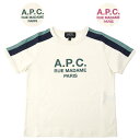 【10％OFFクーポン】【ラスト1点】A.P.C. アーペーセー キッズロゴ半袖Tシャツ 袖ライン入り オーガニックコットン（8 10サイズ）【COEZE E26207】