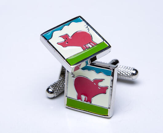 ★カフスボタン ONYX-ART LONDON 　CK935 PINKY PIG Cufflinks　犬でもなく猫でもなくピンクな豚ちゃん..