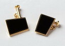 ★結婚式フォーマルカフスボタン角型スクウェアー黒ゴールド ★ONYX_ART LONDON DC_05 ONYX GOLD PLATED DRESS Cuffl...