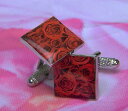 ★カフスボタン ONYX-ART LONDON 　CK242A RED ROSE Cufflinks天城越え妖しく赤く恋の炎は赤い薔薇!!・・&#9836;〜・・恋に悩めるあなたのために