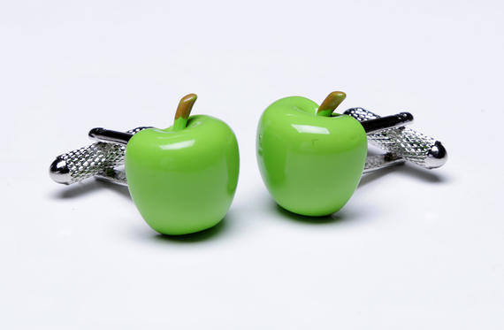★カフスボタン ONYX-ART LONDON CK440 APPLE Cufflinks★美味しそう・・緑でも青りんごのカフス綺麗です..