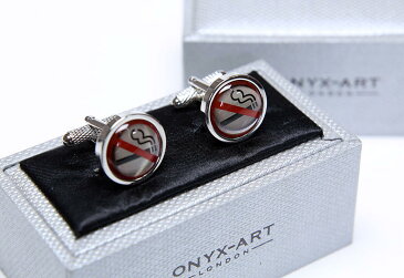 ★カフスボタン ONYX-ART LONDON gmc38 NO SMOKING　禁煙です★NO SMOKING !