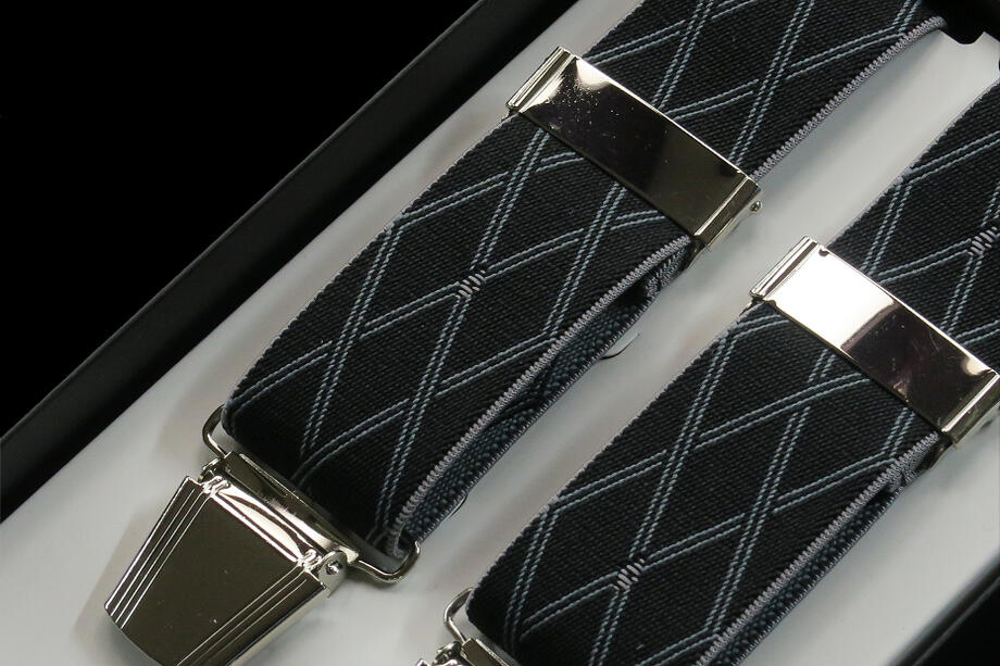 ★イギリス U.K SOPHOS ST.GEORGE Diamond Cross Over Design Black 35mmシルバークリップタイプX型 BRACE