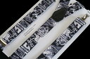 ★ サスペンダー 35mm Y型 シルバークリップVillage LeathersMusic Jazz Grey White Clip On Trouser B...