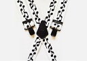 ★ 頑丈な スペンダー 38mm X型 4ブラッククリップMens Braces 1.5 inchi Heavy Duty Jazz Music White B...