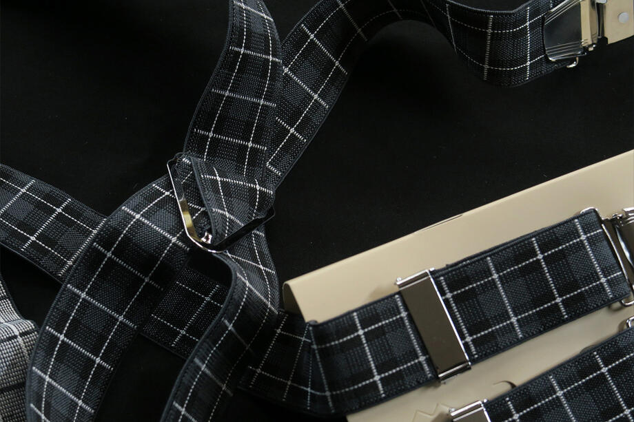 ★イギリス U.K SOPHOS Black Tartan Brace 35mm シルバークリップタイプX型 BRACE
