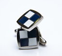 ★カフスボタン ONYX-ART LONDON ck23910 LINK SILVER BLUE WHITE SQUARE(4)
