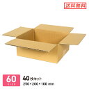 ダンボール 段ボール箱 宅配60サイズ 250×200×深さ100mm 40枚セット