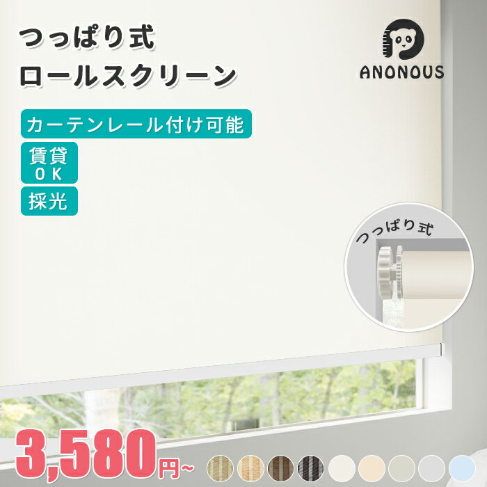 マラソン限定【15枚のみ！P5＋20％OFFクーポン】つっぱり ロールスクリーン 採光 非遮光 オーダー ロールカーテン 間仕切り 目隠し めかくし 押入れ 突っ張り 賃貸OK オーダーロールスクリーン レース カーテンレール 取り付け 簡単 無地 柄 北欧 ナチュラル 全9色