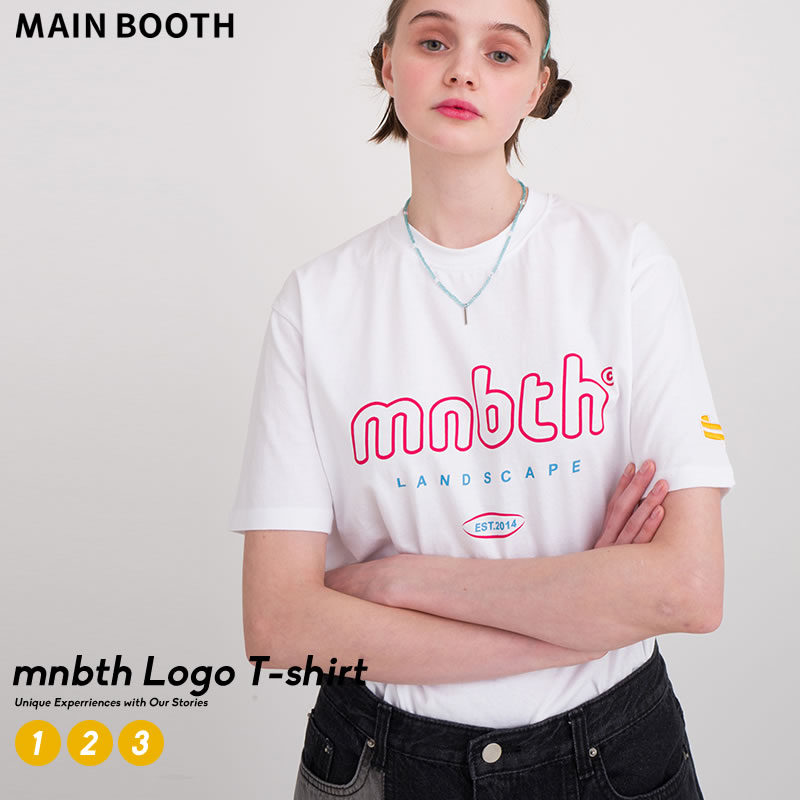【メール便対応】 MAIN BOOTH メインブース ペア tシャツ 半袖 おそろ カップル ペアルック ロゴ 韓国 ファッション ブランド オルチャンファッション 韓国服 プチプラ