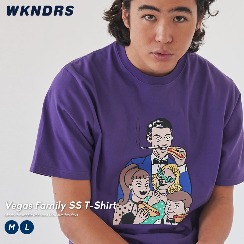 WKNDRS ウィークエンダーズ メンズ tシャツ 半袖 綿100％ コットン100％ イラスト ラスベガス 春 夏 韓国 ファッショ…