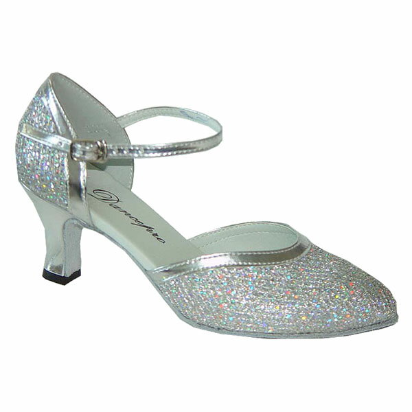 ダンスシューズ・社交ダンスシューズ・レディース【セミオーダー】女性パーティーシューズ・シルバー・..
