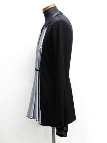 【新入荷】メンズラテンジャケット(LL)4613パピヨンショール付きブラック×シルバーグレーシャツカラー即納可能サンバルンバチャチャジャイブ