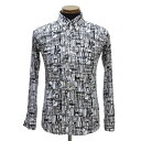 【新入荷】東京トリキン パーティー シャツ 7023 モノトーンプリント M L LL 3L 白地 黒地 接触冷感 ボタンダウン 社交ダンス衣装 メンズ スリム...