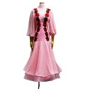 【SALE】KOKO ワンピースドレス KO037 Mサイズ ピンク 花モチーフ 社交ダンス パーティー ミニデモ トライアル 衣装 スタンダード ドレス 桃色...
