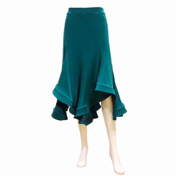 【新入荷】MAX スーパーAラインスカート 22-4286 グリーン ウエスト総ゴム 85cm丈 社交ダンス レッスン..