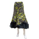 【新入荷】フラワープリント ボリューム スカート No.24112511 イエロー系 社交ダンス パーティー衣装 ダンス衣装 ソシアルダンス ボールルームダンス...