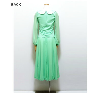 【新入荷】セットアップ (M) No.5094791 パピヨン 社交ダンス パーティー 衣装 サテン 切り替え ミントグリーン