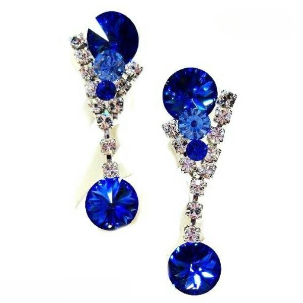 PINK イヤリング P-155 サファイア ブルー 社交ダンス パーティー 青 輝く スワロフスキー サファイヤ ストーン アクセサリーのサムネイル