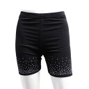 【再入荷】Roger 見せパン 013-0014bk M〜Lサイズ ブラック ストーン付き ショート丈 レギンス インナーショーツ 社交ダンス 衣装 ラテン イ...