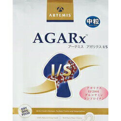 ※北海道と離島のお客様はクーポンのご利用はお断り致します アガリクス・EF2001・グルコサミン・コンドロイチン・サーモンオイル 配合 犬が本来持っている免疫力・自己治癒力を大切に考えたプレミアムフードです。話題のアガリクス茸を配合。食生活からも愛犬の健康を考えている方にお薦めの逸品です。 対象：全犬種 ／ 全年齢 成分表 粗タンパク質24.0％以上 粗脂肪14.0％以上 粗繊維4.0％以下 粗灰分6.0％以下 水分10.0％以下 オメガ6脂肪酸3.05％以上 オメガ3脂肪酸0.5％以上 グルコサミン750mg/kg コンドロイチン250mg/kg カルシウム1.50％ リン1.00％ ナトリウム0.36％ マグネシウム0.11％ 代謝エネルギー:約3,589kcal/kg アガリクス茸とは 人間用のサプリメントでも知られている「アガリクス茸」にはビタミン・ミネラル・酵素など、実に多くの栄養成分が含まれています。 ブラジル産アガリクスブラゼイムリルを使用。βグルカンを多く含み免疫力や体内の老廃物の吸着排出などが注目されています。 EF-2001乳酸菌とは 日本はもちろん国際的にも高く評価されている最高乳酸菌！ 正式名を「エンテロコッカスフェカリスEF-2001」といいます。 乳酸菌の一種で、生菌ではなく死菌にすることで活性率を高めるという画期的な研究で日本はもちろん国際的にも評価されています。 原材料 フレッシュチキン・ドライチキン・フレッシュターキー・大麦・玄米・オーツ麦・黍・えんどう豆・えんどう豆粉・ドライターキー・鶏脂肪（混合トコフェロールによる保存処理）・トマト絞り粕（リコピン）・チキンスープ（天然風味料）・フレッシュダック・フレッシュサーモン・卵・フラックスシード・サーモンオイル（DHA 源）・ドライ魚肉・塩化コリン・乾燥チコリ根・ケルプ・人参・リンゴ・トマト・ブルーベリー・ほうれん草・クランベリー・ローズマリーエキス・パセリフレーク・グルコサミン塩酸塩・L カルニチン・ラクトバチルスアシドフィルス菌・ビフィドバクテリウム ラクティス・ラクトバチルスロイテリ・エンテロコッカスフェカリス EF2001・アガリクス・ビタミン E・キレート鉄・キレート亜鉛・キレート銅・硫酸第一鉄・硫酸亜鉛・硫酸銅・コンドロイチン硫酸・ヨウ化カリウム・チアミン硝酸塩・キレートマンガン・酸化マンガン・アスコルビン酸・ビタミンA・ビオチン・パントテン酸カルシウム・硫酸マンガン・亜セレン酸ナトリウム・ピリドキシン塩酸塩（ビタミンB6）・ビタミンB12・リボフラビン・ビタミンD・葉酸 ※合成着色料・合成香料は使用しておりません。※キーワード※ アーテミス アガリクス I/S 中粒 ドッグフード イミューンサポート 小型犬 中型犬 大型犬 犬エサ 犬 えさ ペットフード 犬用品 ドッグ フード ドック ペット ごはん ご飯 正規品 餌 artemis アガリクス茸 免疫力