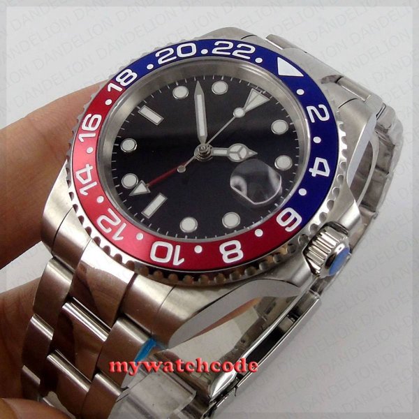 腕時計 パリス オマージュウォッチ サファイアガラス relogio masculino GMT 赤青ベゼル日付自動 メンズ 腕時計 送料無料