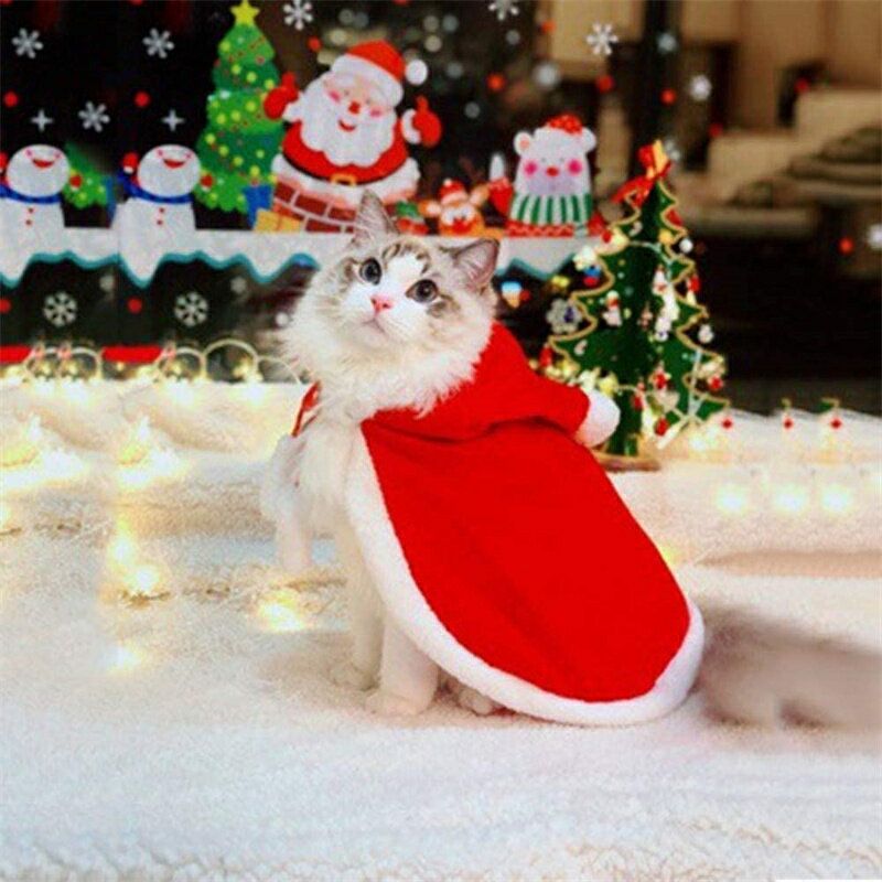 猫の服 クリスマス マント 帽子付き サンタ コスプレ ポンポン 防寒 暖かい 猫 犬服 サンタクロース クリスマス パーティー ペット服 仮装 コスチューム 柔らか かわいい 人気 記念撮影 ワン ネコ 猫 ウサギ 小型犬 あったか ふわふわ もこもこ ワンちゃん ネコちゃん