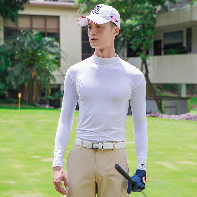 【UPF50+】ゴルフウェア メンズ 接触冷感 UVカット 長袖 Tシャツ 吸水速乾 コンプレッション オールシーズン インナー アンダーシャツ ハイネック ハ...