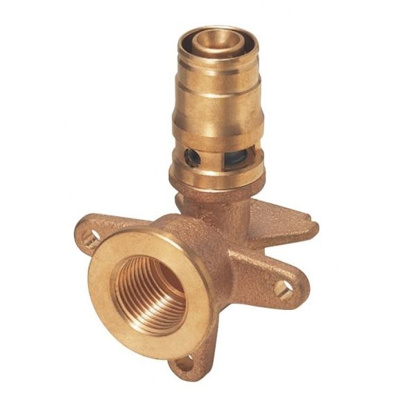 座付給水栓エルボ Sタイプ継手 SLZRM-16H-15 ねじ:Rp1/2、架橋ポリエチレン管適合サイズ:16 ・: