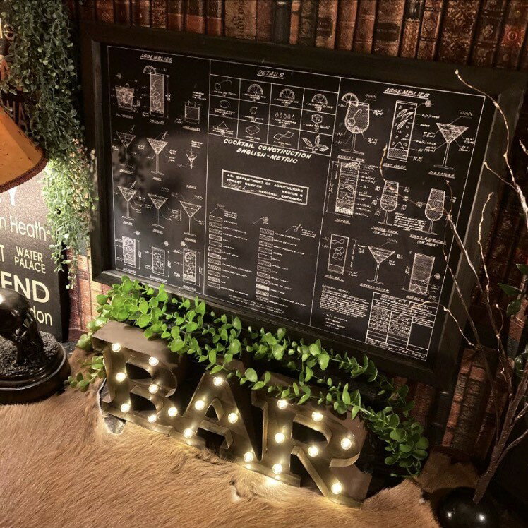 CAFE＆BAR!! ｢COCKTAIL｣!! キャンバス製 高級アートパネル(額付き)!! ブルックリンインテリア 男前インテリア アメリカンビンテージ カフェインテリア インダストリアルインテリア アートパネル バスロールサイン ニューヨークスタイル カフェバー DandyLifeSpace
