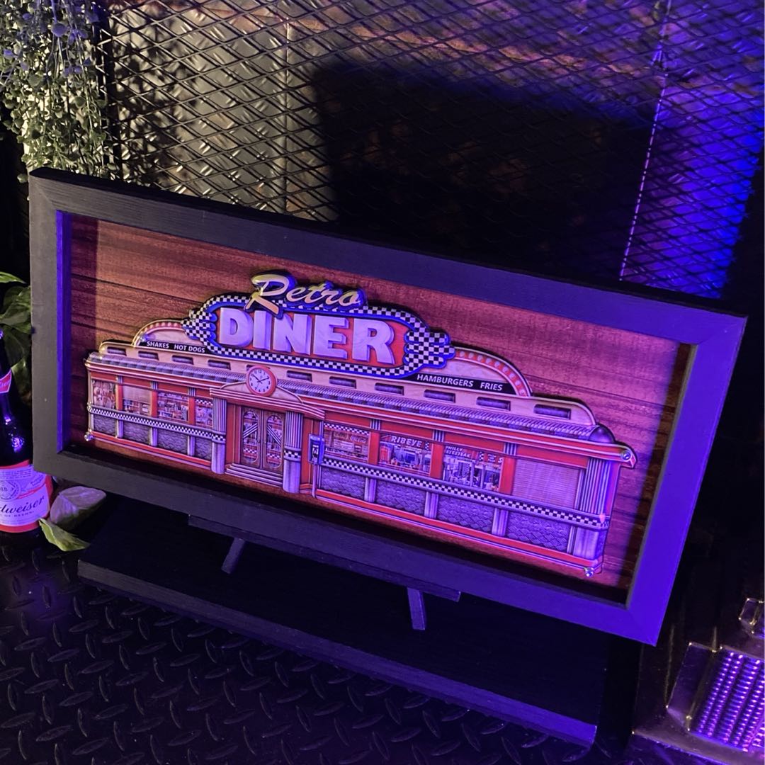 ｢U.S.DINER Ver.2｣メタル製 エンボス加工 ウッドアートパネル ブルックリンスタイル 男前インテリア アメリカンビンテージ カフェインテリア アートパネル 店舗什器 店舗展示品 ミッドセンチュリーインテリア industrial VINTAGE 男の棲家 GARAGE DandyLifeSpace