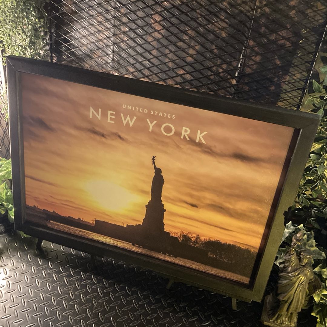 Rakuten - ｢NEWYORK 自由の女神｣キャンバス製 ウッドアートパネル(額入り) ブルックリン 男前インテリア アメリカンビンテージ カフェインテリア バスロールサイン オールドアメリカン アメリカンアンティーク アメリカンクラシック アートパネル DandyLifeSpace
