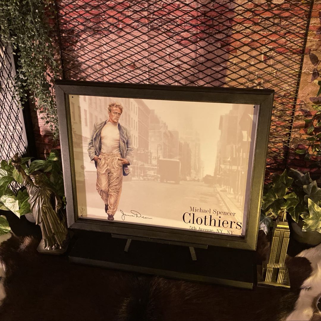 MADE・IN・USAシリーズ｢JAMES DEAN｣メタル製 高級アートパネル ブルックリンスタイル 男前インテリア アメリカンビンテージ カフェインテリア インダストリアルインテリア バスロールサイン ジェームスディーン 店舗什器 店舗展示品 アートパネル DandyLifeSpace