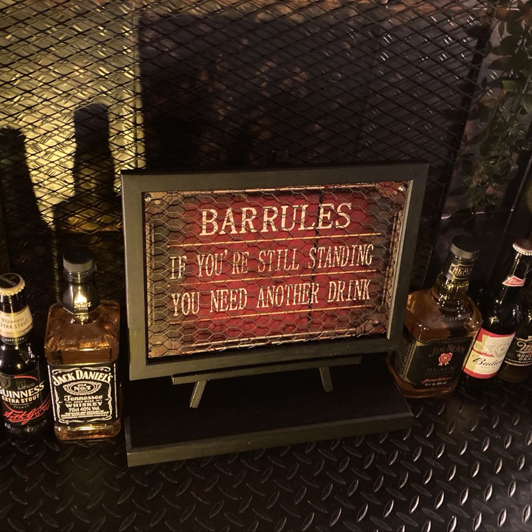 ｢BAR RULES｣メタル製 アイアンフェンス加工アートパネル(額入り) 男前インテリア アメリカンビンテージ アートパネル インダストリアル GARAGE ガレージ アメカジ雑貨 industrial 店舗展示品 BROOKLYN ミッドセンチュリーインテリア ブリキ看板 DandyLifeSpace