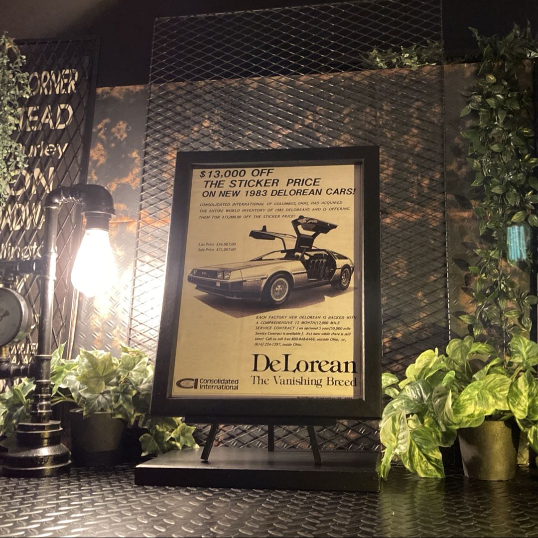 ｢DELOREAN＆バック トゥ ザ フューチャー｣キャンバス製アートパネル 男前インテリア アートパネル モチベーション カフェインテリア CAFE BAR 店舗展示品 インダストリアル ミッドセンチュリーインテリア アクメファニチャー ヴィンテージ DandyLifeSpace