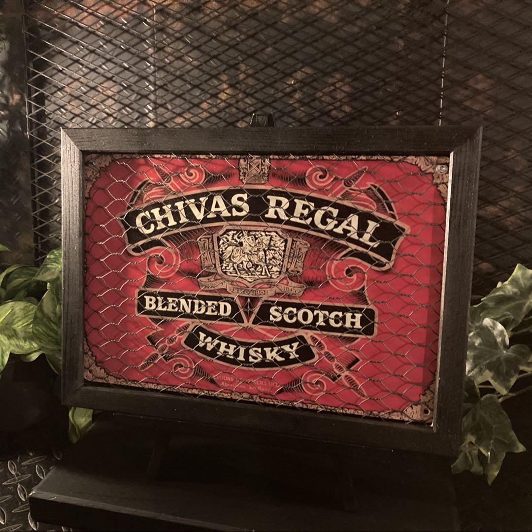 ｢CHIVAS・REAGAL｣メタル製アイアンフェンス仕上アートパネル 男前インテリア アメリカンビンテージ ア..